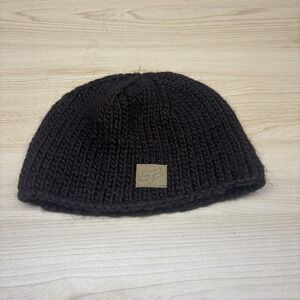 Fox Racing Hat Beanie Knit Brown Fleece Lined Patch Mens One Size Winter Warm